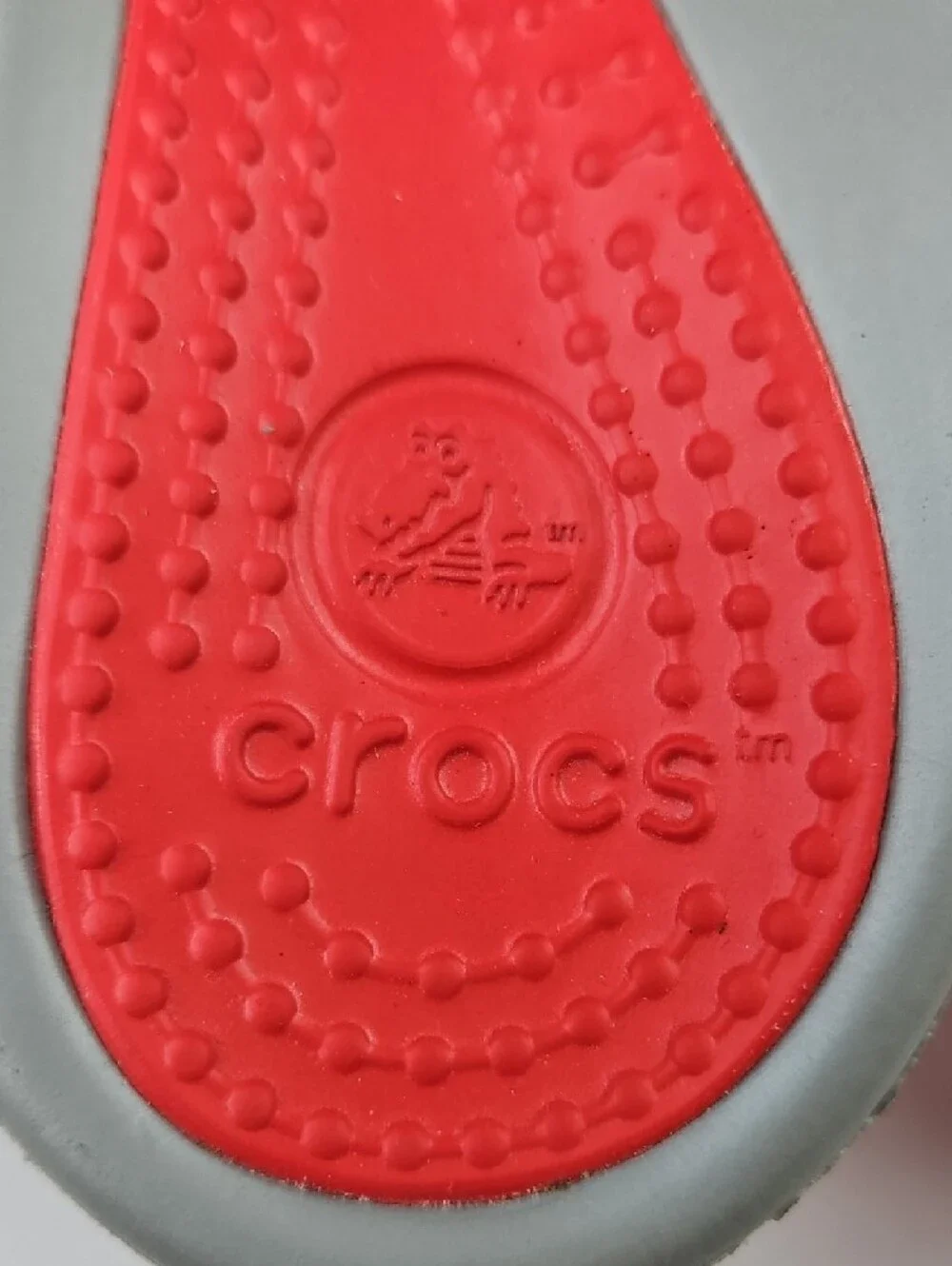 CROCS Women's Silver & Red Wedge Slide Sandals Size 12